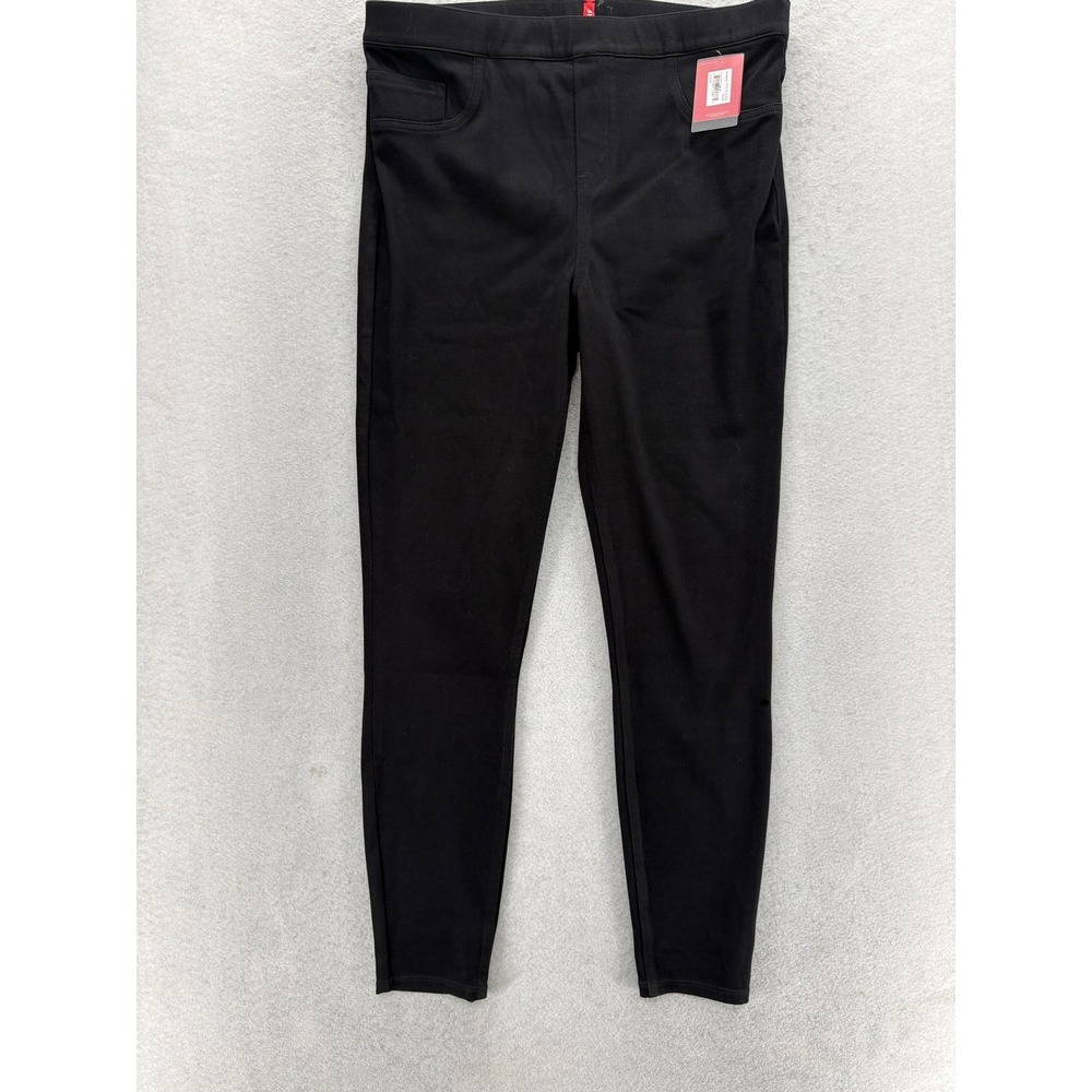 Spanx Jean-Ish Ankle Leggings Womens XL Black Soft Knit Denim Shaping Waistband